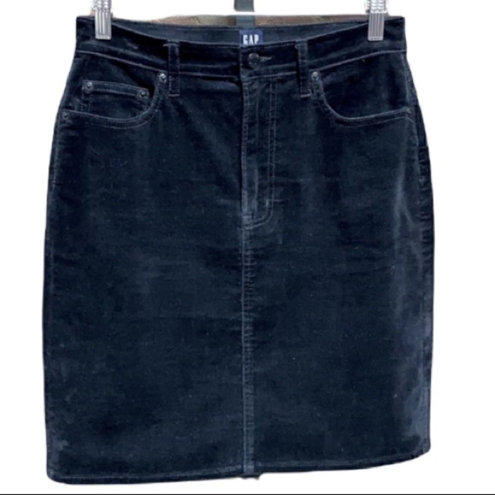 Gap Denim Black Velour Skirt Size 4/27 Reg